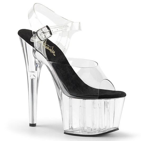ADORE-708 Clear-Black/ Clear Platform Sandal Pleaser