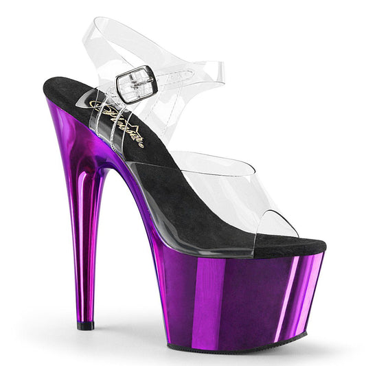 ADORE-708 Clear/Purple Chrome Platform Sandal Pleaser