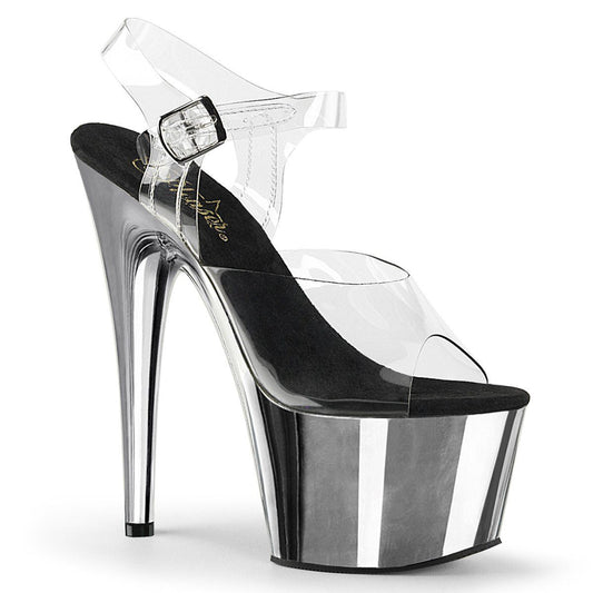 ADORE-708 Clear/Silver Chrome Platform Sandal Pleaser