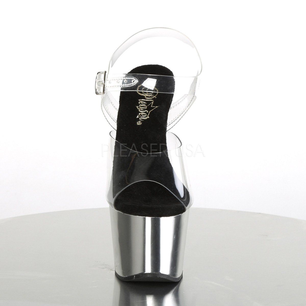 ADORE-708 Clear/Silver Chrome Platform Sandal Pleaser