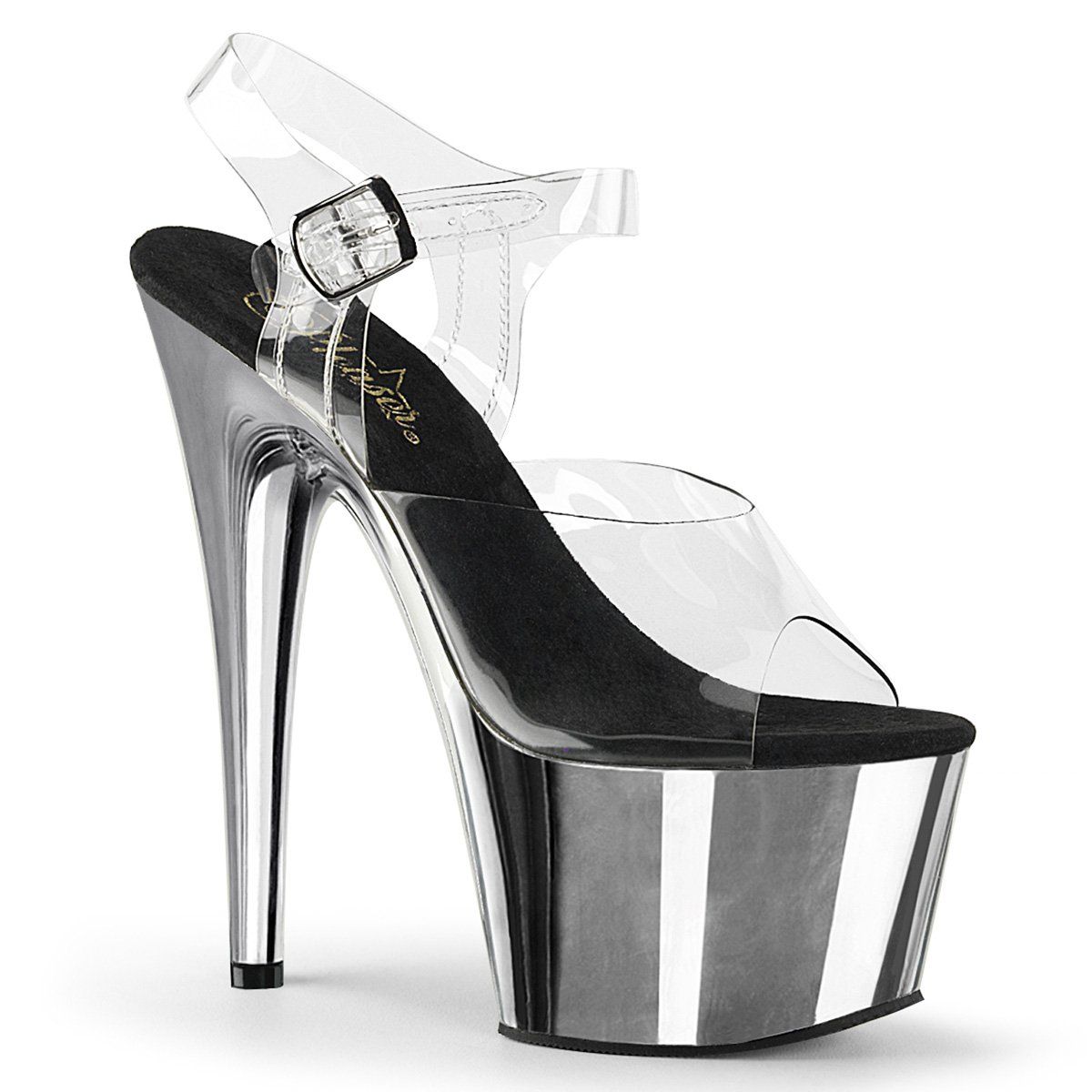 ADORE-708 Clear/Silver Chrome Platform Sandal Pleaser