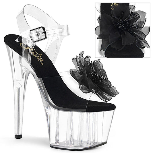 ADORE-708BFL Clear-Black/Clear Platform Sandal Pleaser