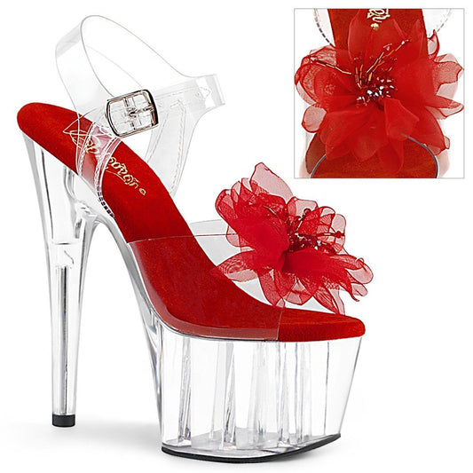 ADORE-708BFL Clear-Red/Clear Platform Sandal Pleaser