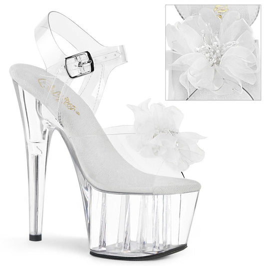 ADORE-708BFL Clear-White/Clear Platform Sandal Pleaser