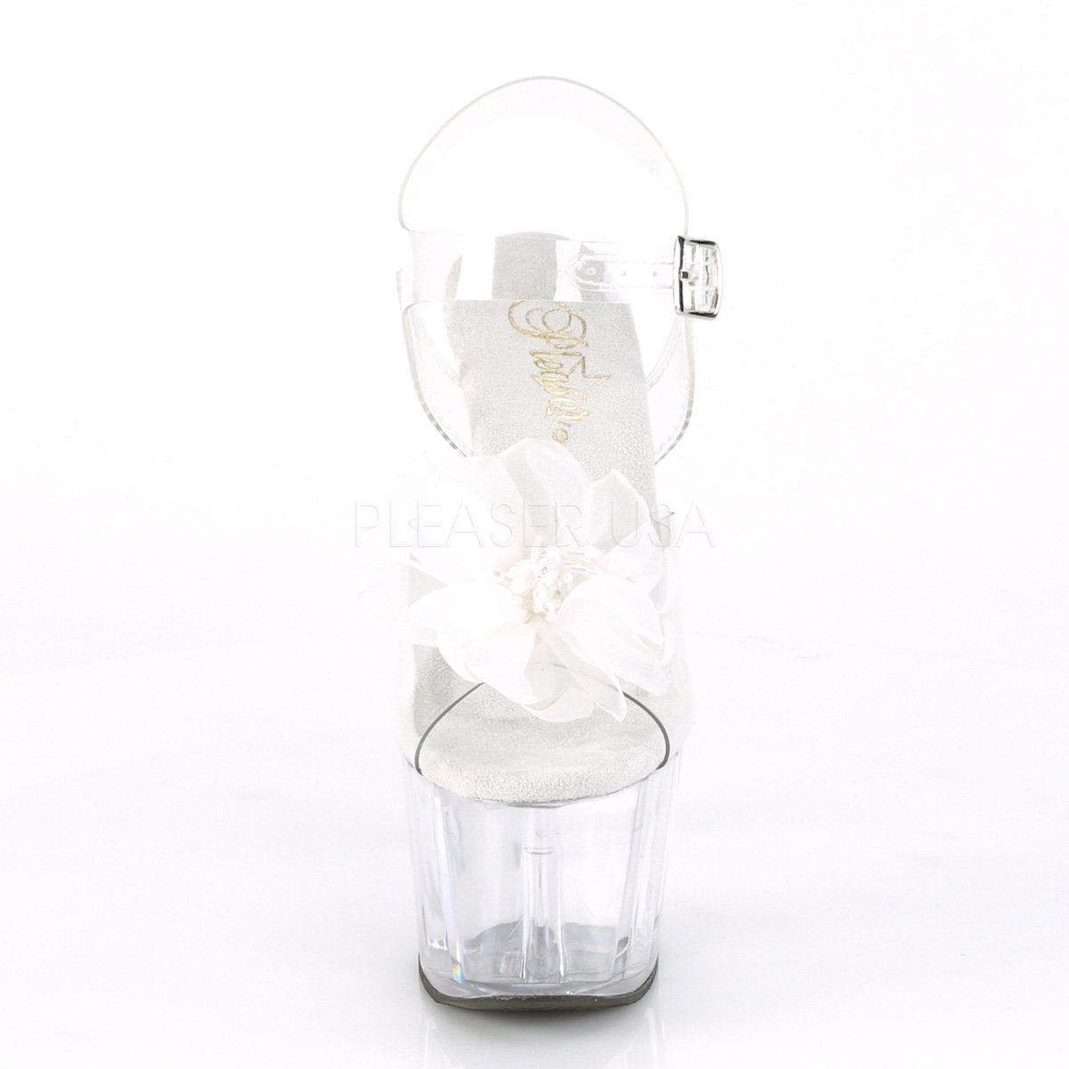 ADORE-708BFL Clear-White/Clear Platform Sandal Pleaser