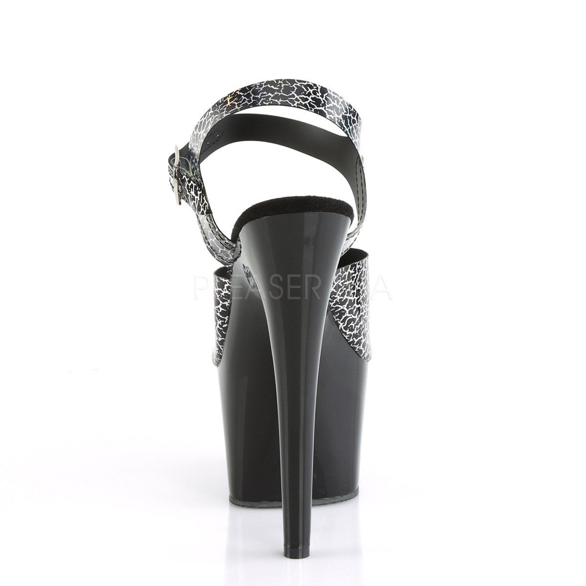 ADORE-708N-CK Black Cracker Hologram TPU/Black Platform Sandal Pleaser