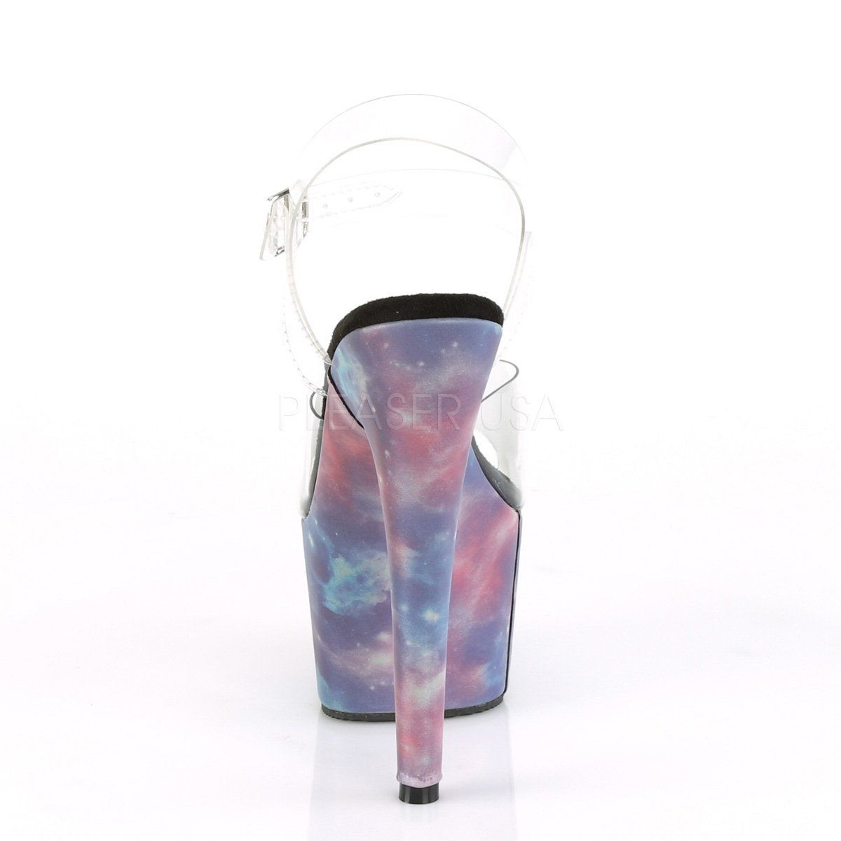 ADORE-708REFL Clear/Purple-Blue Reflective Platform Sandal Pleaser