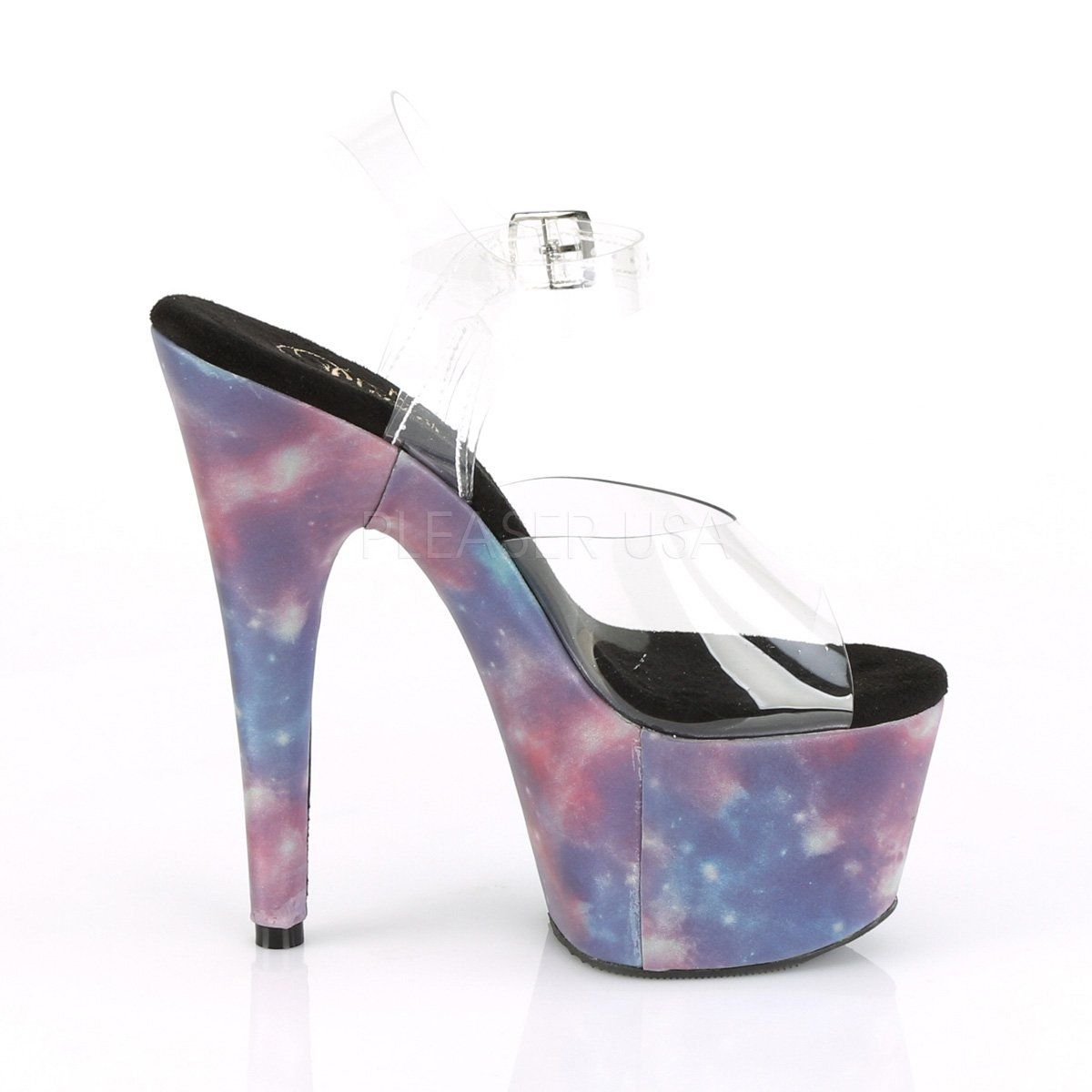 ADORE-708REFL Clear/Purple-Blue Reflective Platform Sandal Pleaser