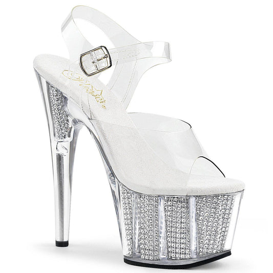 ADORE-708SRS Clear/Silver SRS Platform Sandal Pleaser