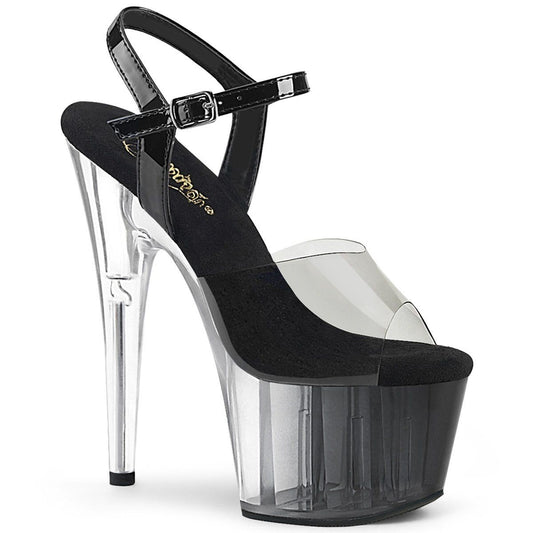 ADORE-708T-1 Smoke-Black - Clear/Ombre Platform Sandal Pleaser