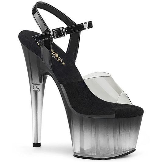 ADORE-708T-2 Smoke-Black-Clear Ombre Platform Sandal Pleaser