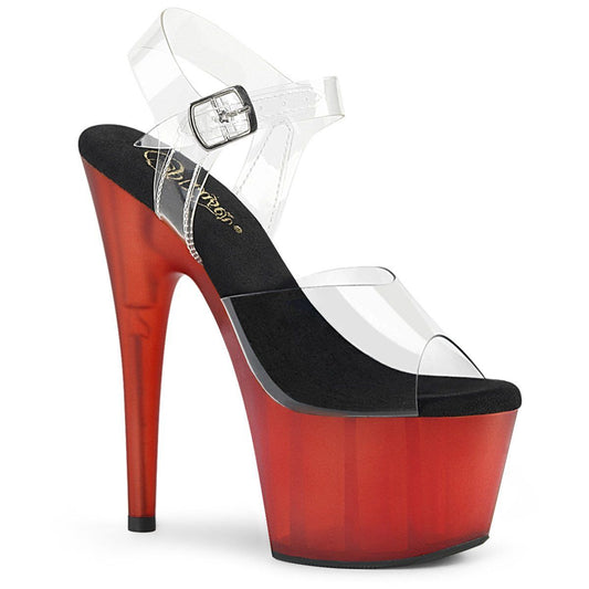 ADORE-708T Clear/Red Frosted Platform Sandal Pleaser