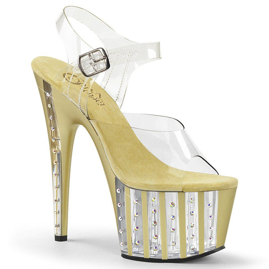 ADORE-708VLRS Clear/Gold Platform Sandal Pleaser