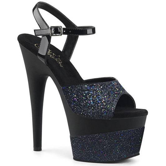 ADORE-709-2G Black Multi Glitter/Black Multi Glitter Platform Sandal Pleaser