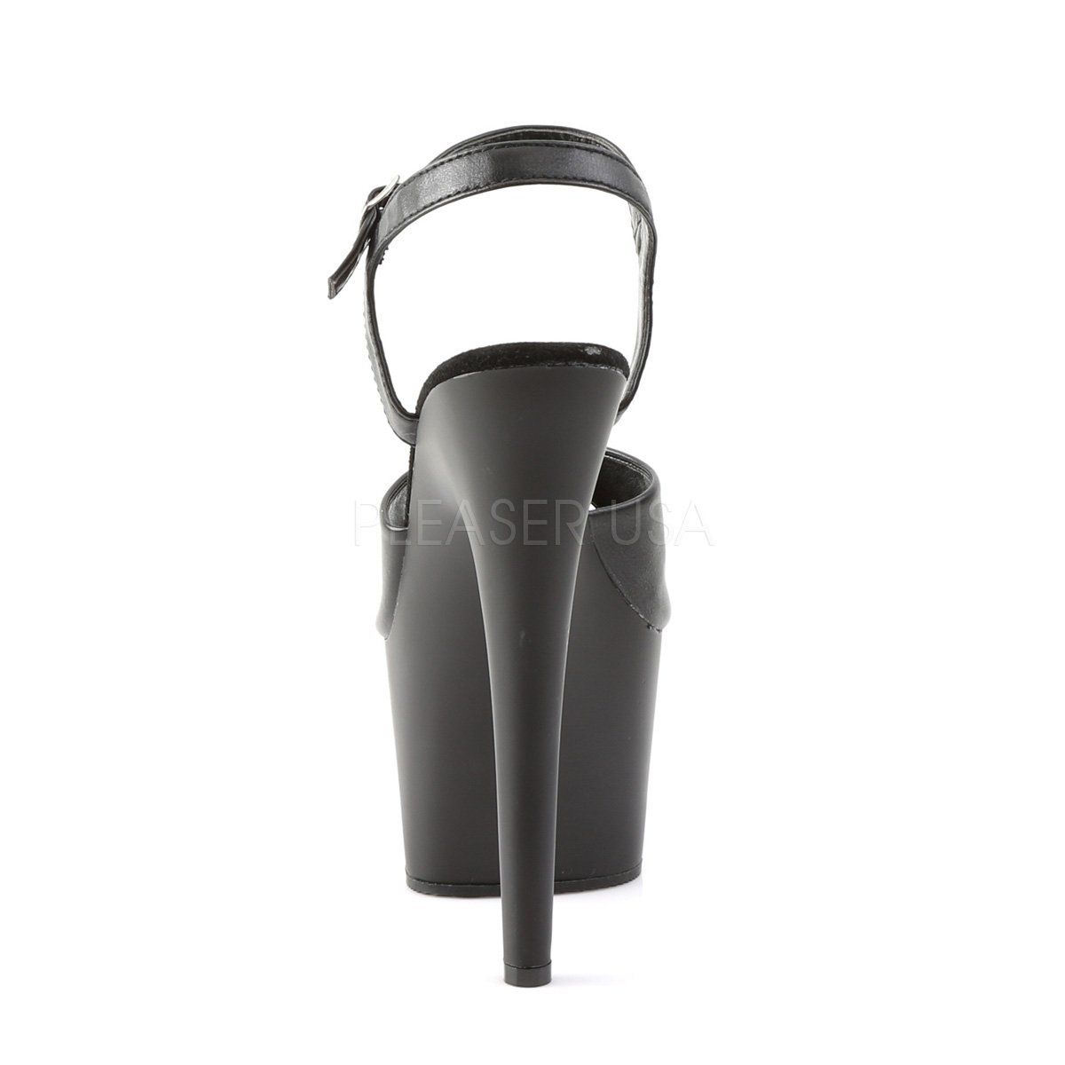 ADORE-709 Black Faux Leather Platform Sandal Pleaser