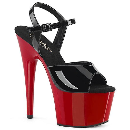 ADORE-709 Black Patent/Red Platform Sandal Pleaser