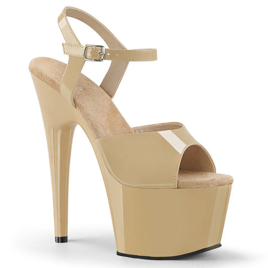 ADORE-709 Cream Patent/ Cream Platform Sandal Pleaser