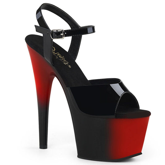 ADORE-709BR Black Patent/Red-Black Platform Sandal Pleaser