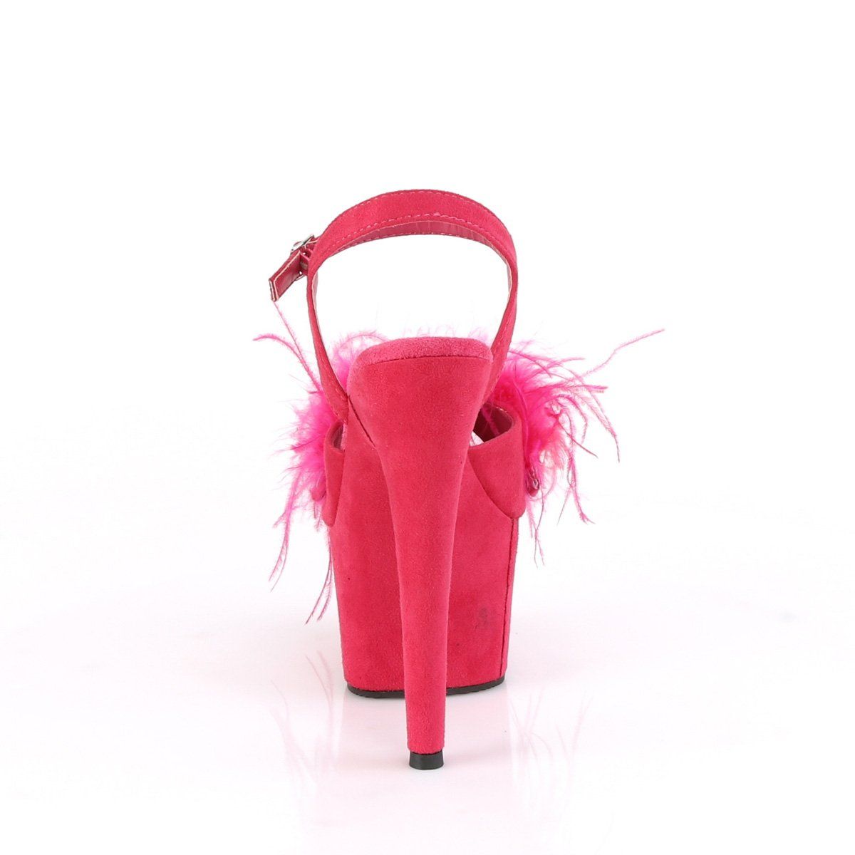 ADORE-709F Hot Pink Faux Suede-Feather/Hot Pink Faux Suede Platform Sandal Pleaser