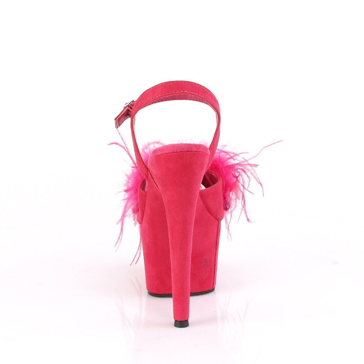 ADORE-709F Hot Pink Faux Suede-Feather/Hot Pink Faux Suede Platform Sandal Pleaser