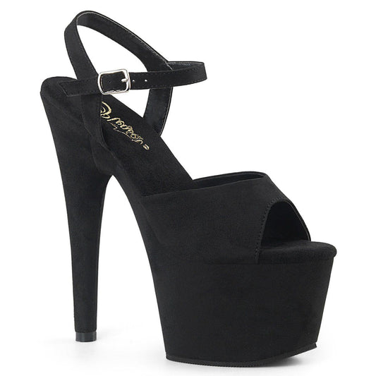 ADORE-709FS Black Faux Suede/Black Faux Suede Platform Sandal Pleaser