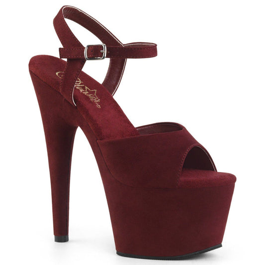 ADORE-709FS Burgundy Faux Suede/Burgundy Faux Suede Platform Sandal Pleaser