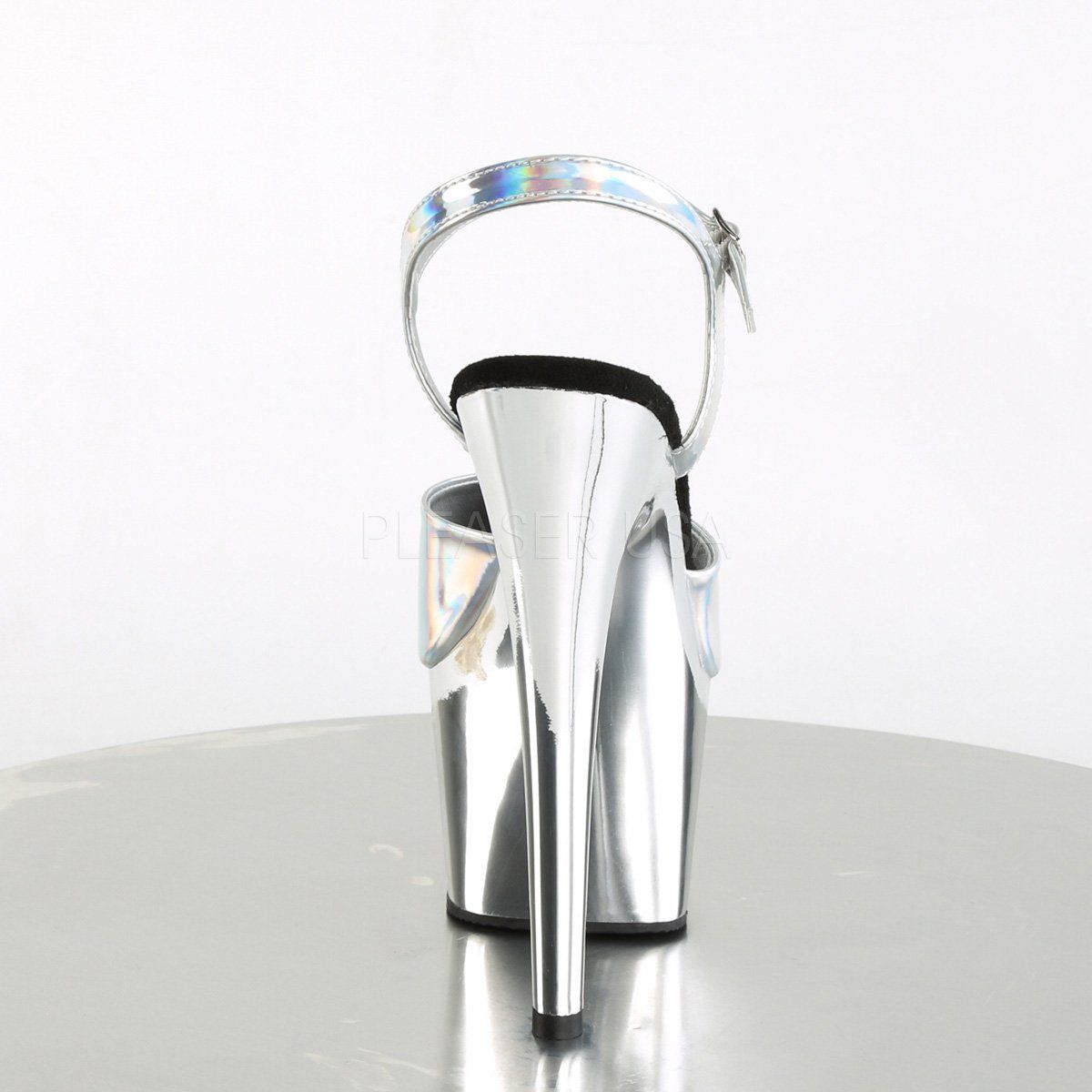 ADORE-709HGCH Silver Hologram/Silver Chrome Platform Sandal Pleaser