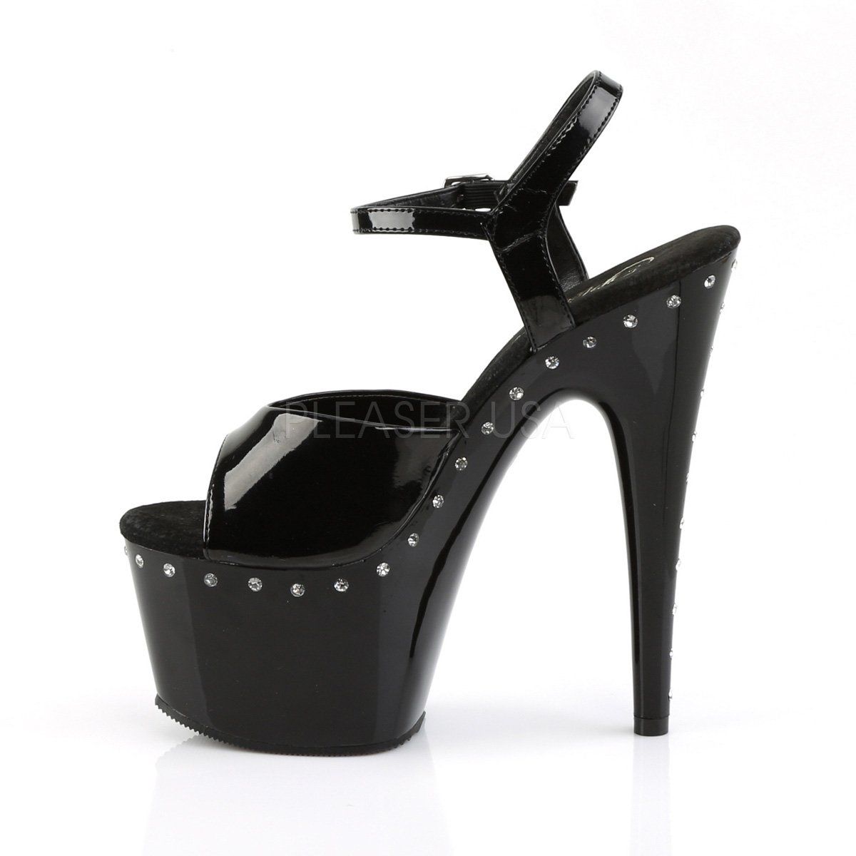 ADORE-709LS Black Platform Sandal Pleaser