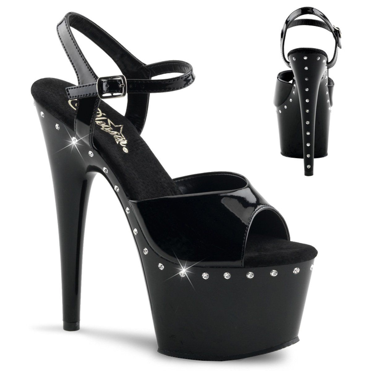 ADORE-709LS Black Platform Sandal Pleaser