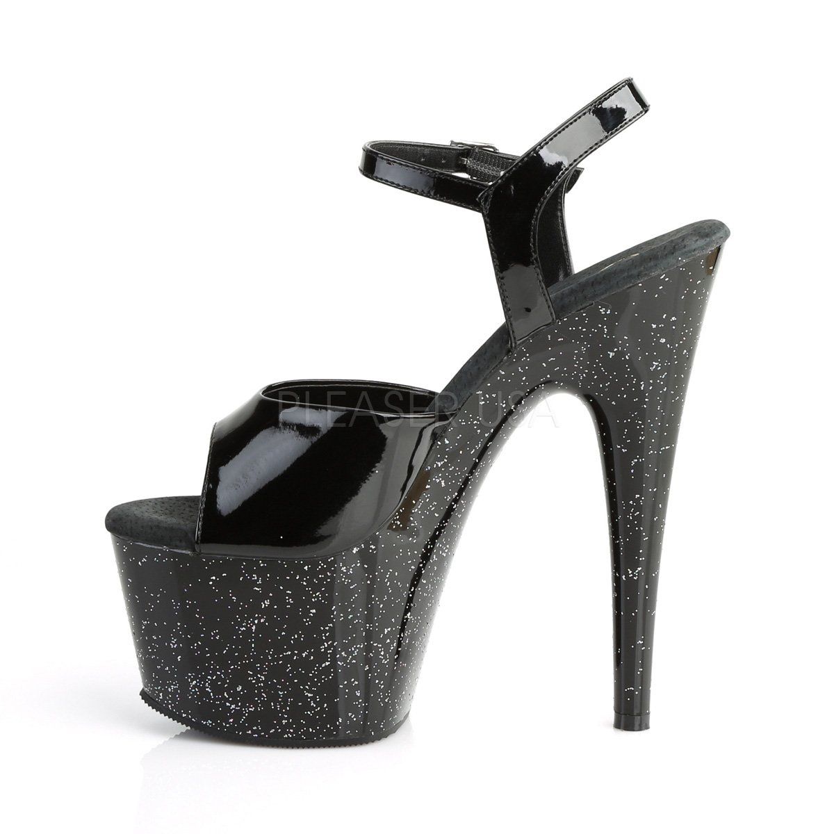 ADORE-709MG Black Patent Platform Sandal Pleaser