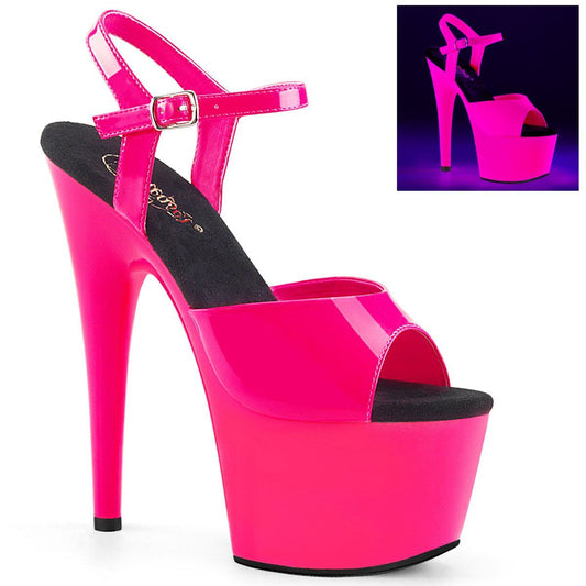 ADORE-709UV Neon Hot Pink Patent /Neon Hot Pink Platform Sandal Pleaser