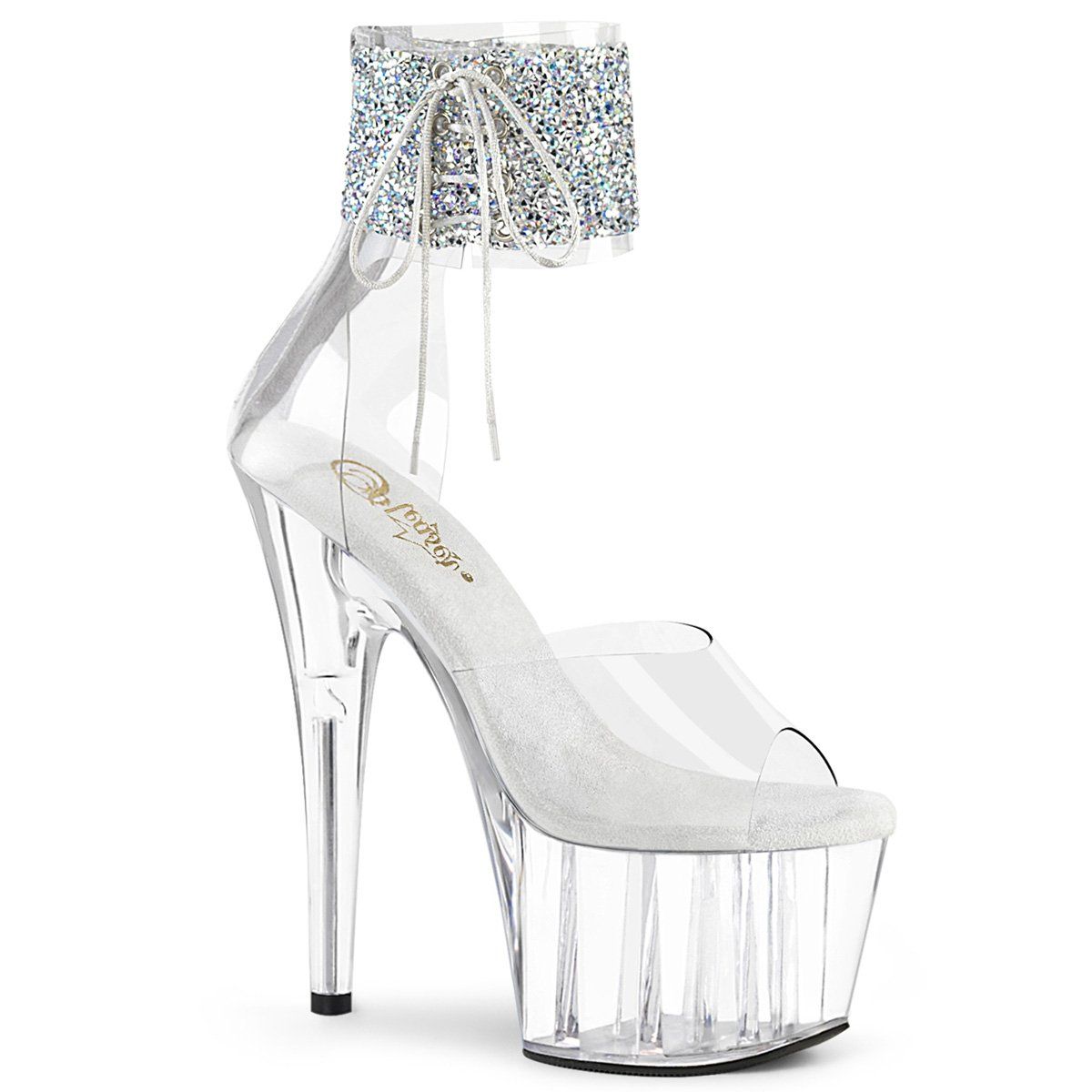 ADORE-724RS-02 Clear/ Black Platform Sandal Pleaser