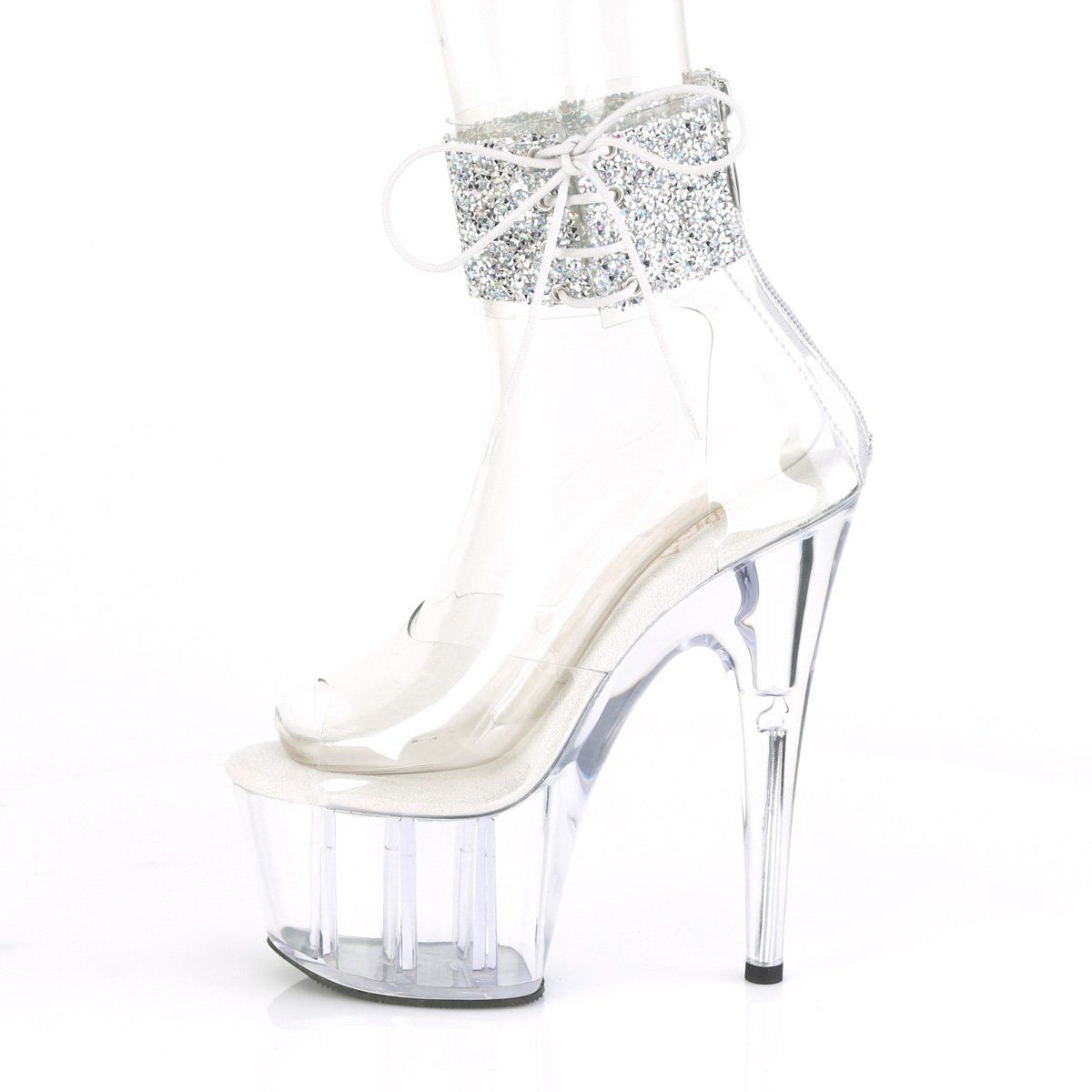 ADORE-724RS-02 Clear/ Black Platform Sandal Pleaser