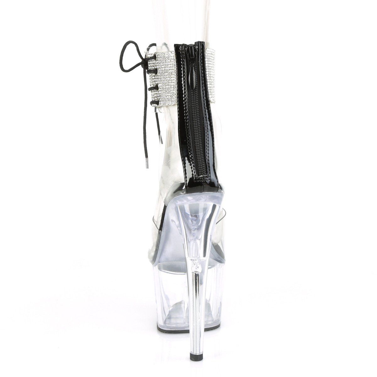 ADORE-724RS Clear- Black /Clear Platform Sandal Pleaser