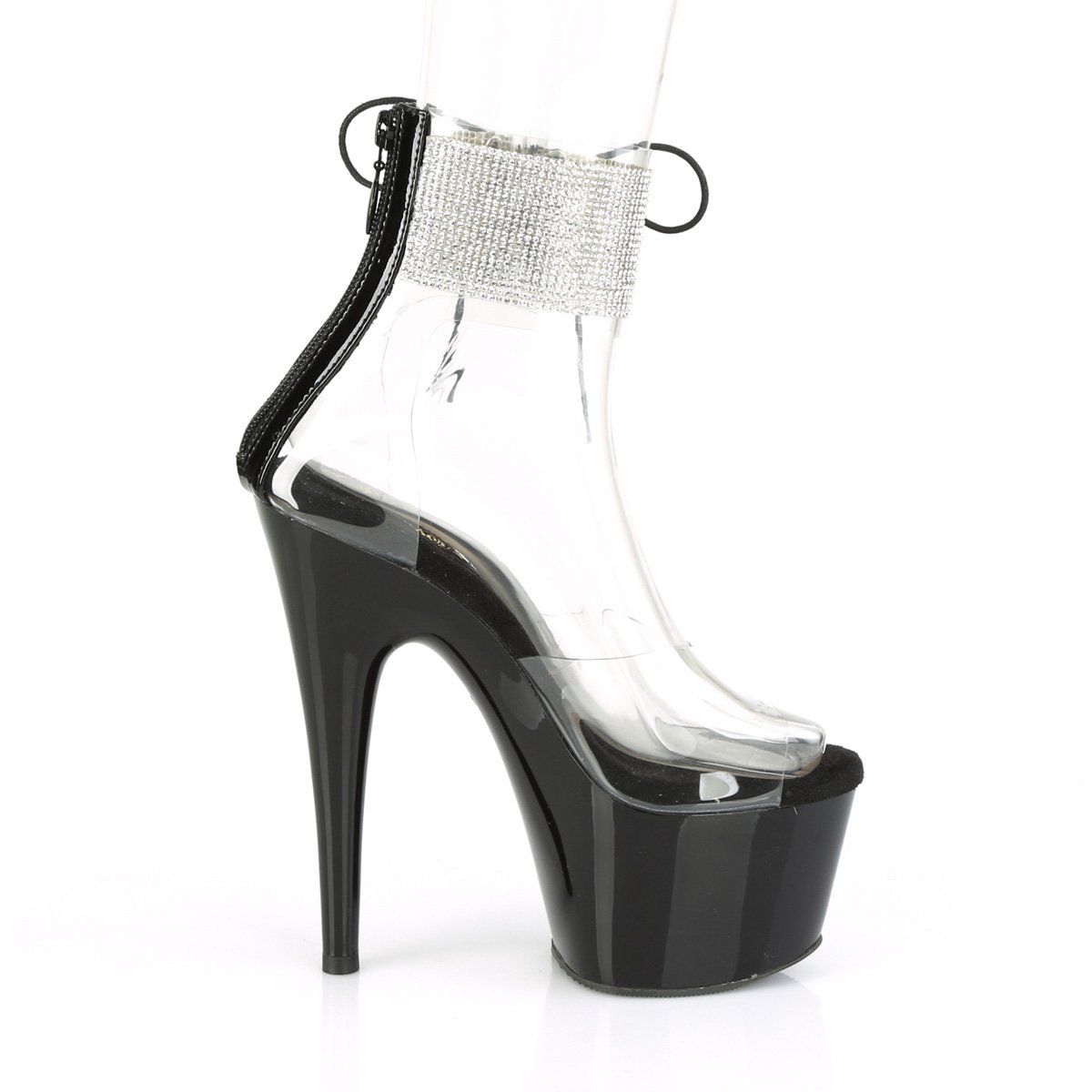 ADORE-724RS Clear/ Black Platform Sandal Pleaser