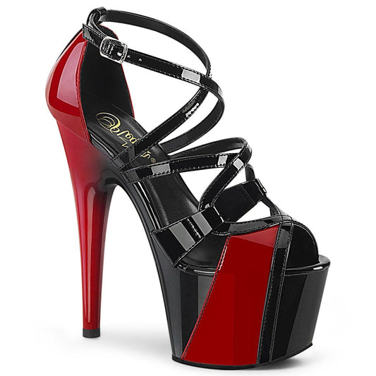 ADORE-764 Black-Red Patent/Black-Red Platform Sandal Pleaser