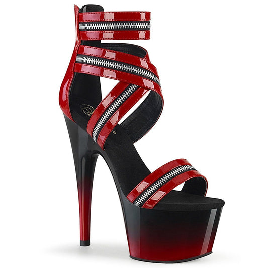ADORE-766 Red Patent/Black-Red Platform Sandal Pleaser