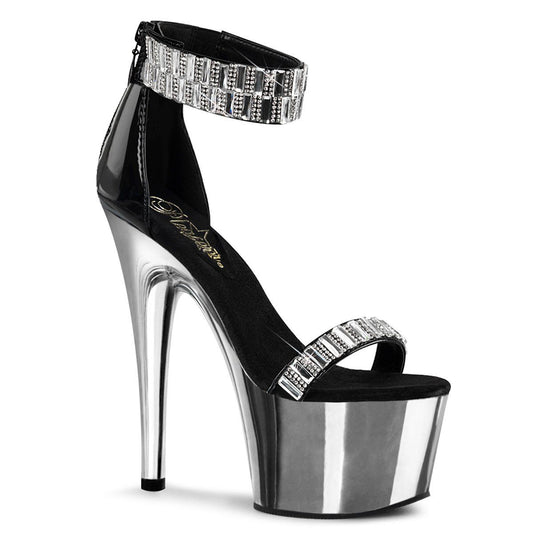 ADORE-769RS Black/Silver Chrome Platform Sandal Pleaser