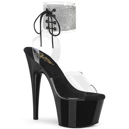 ADORE-791-2RS Clear/ Black Platform Sandal Pleaser