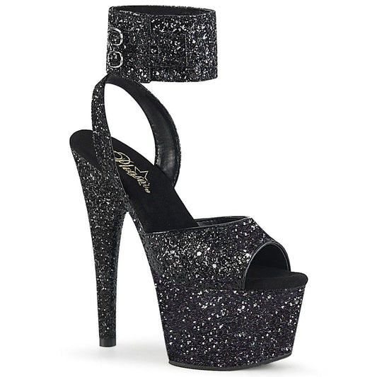 ADORE-791LG Black Glitter/Black Glitter Platform Sandal Pleaser