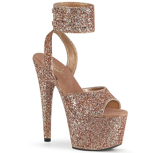 ADORE-791LG Rose Gold Glitter/Rose Gold Glitter Platform Sandal Pleaser