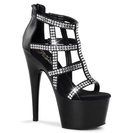 ADORE-798 Black Faux Leather/Black Platform Sandal Pleaser