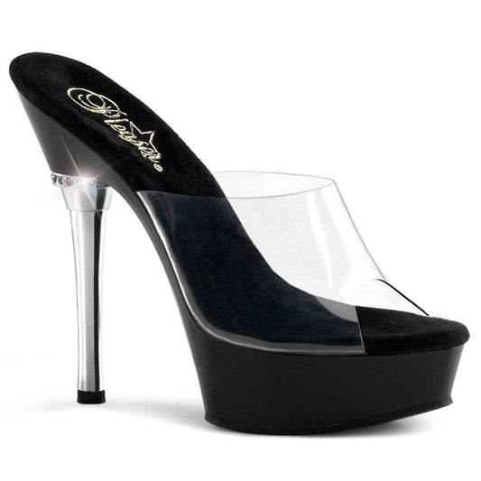 ALLURE-601 Clear/Black Platform Sandal Pleaser