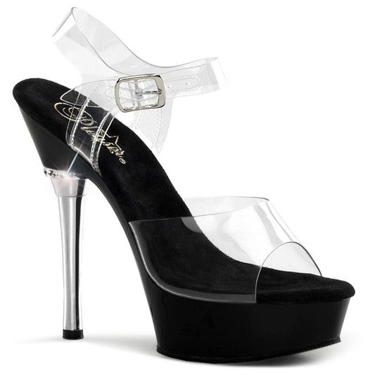 ALLURE-608 Clear/Black Platform Sandal Pleaser