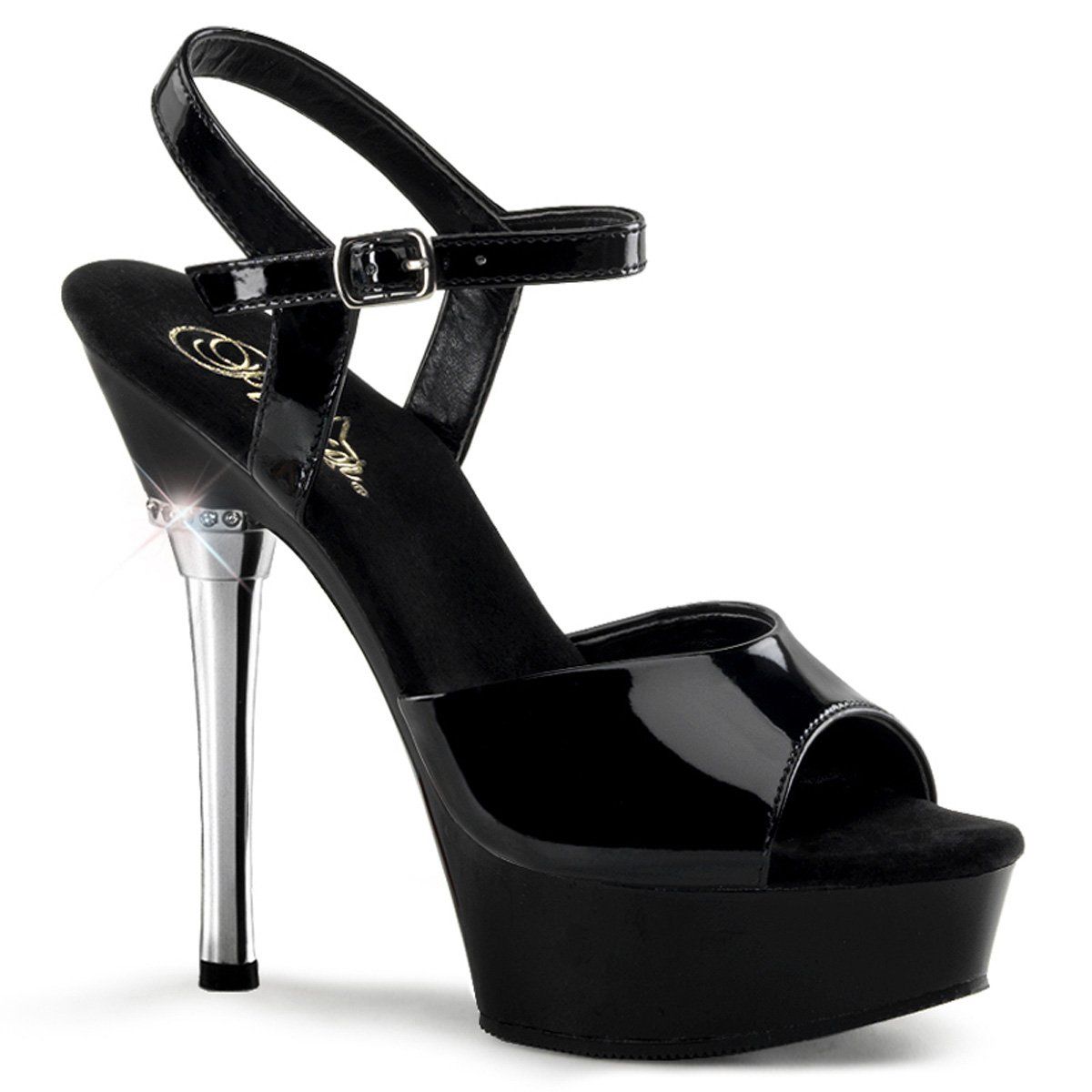 ALLURE-609 Black Patent Platform Sandal Pleaser