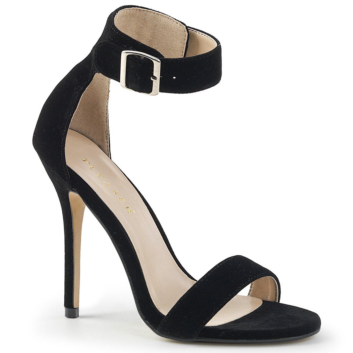 AMUSE-10 Black Velvet Sandal Pleaser