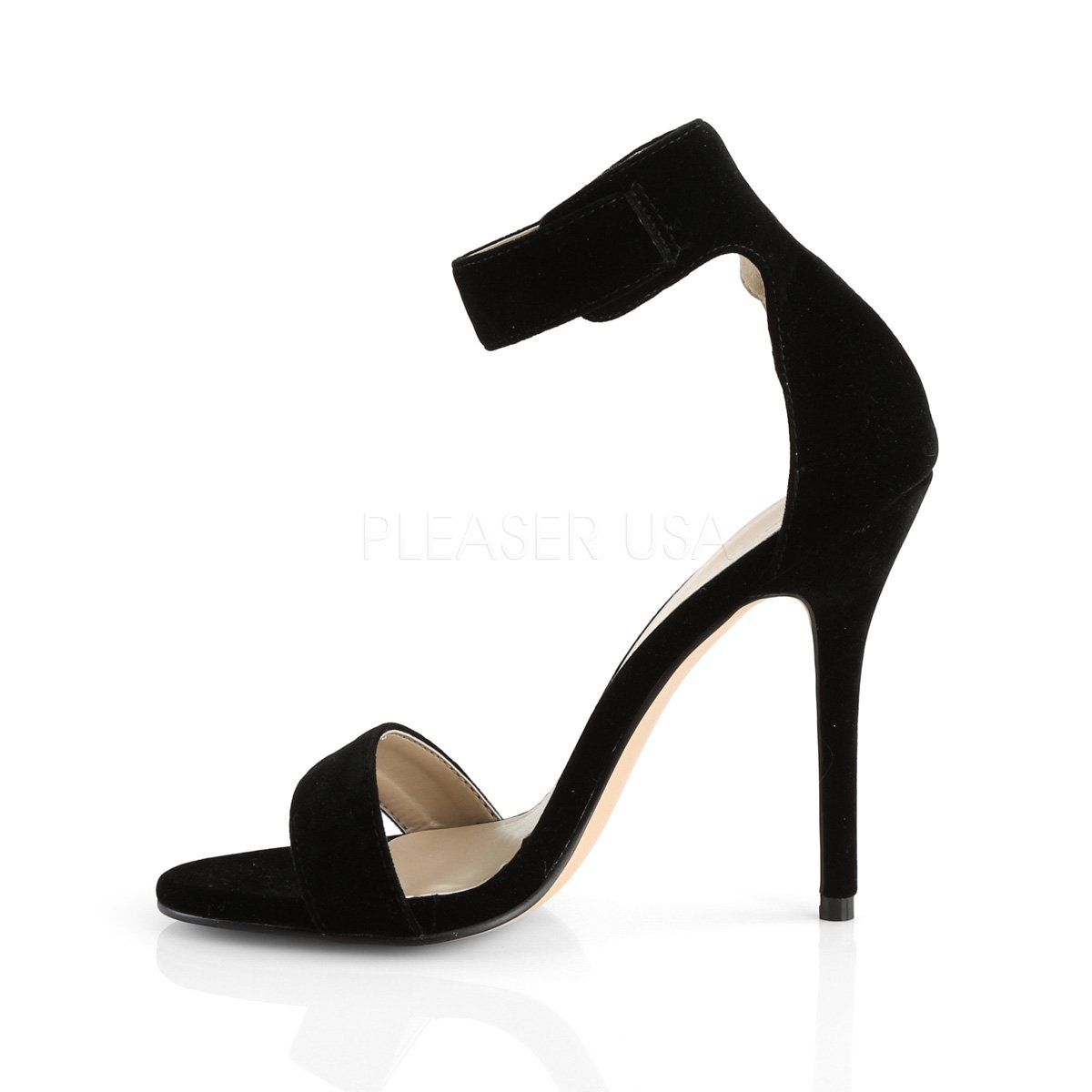 AMUSE-10 Black Velvet Sandal Pleaser