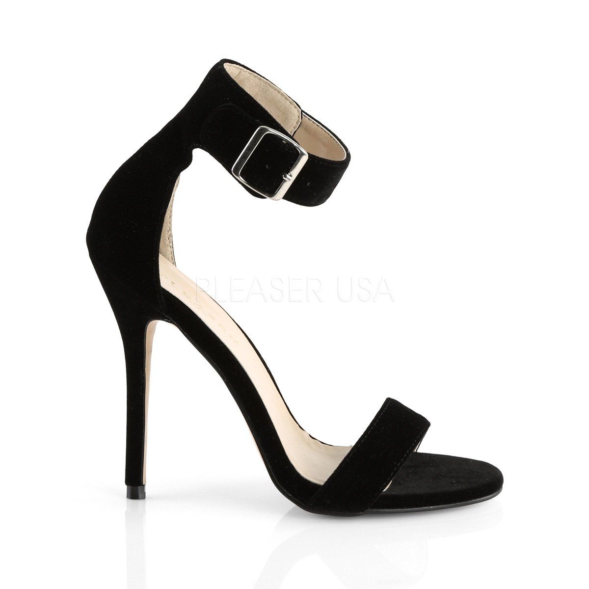 AMUSE-10 Black Velvet Sandal Pleaser