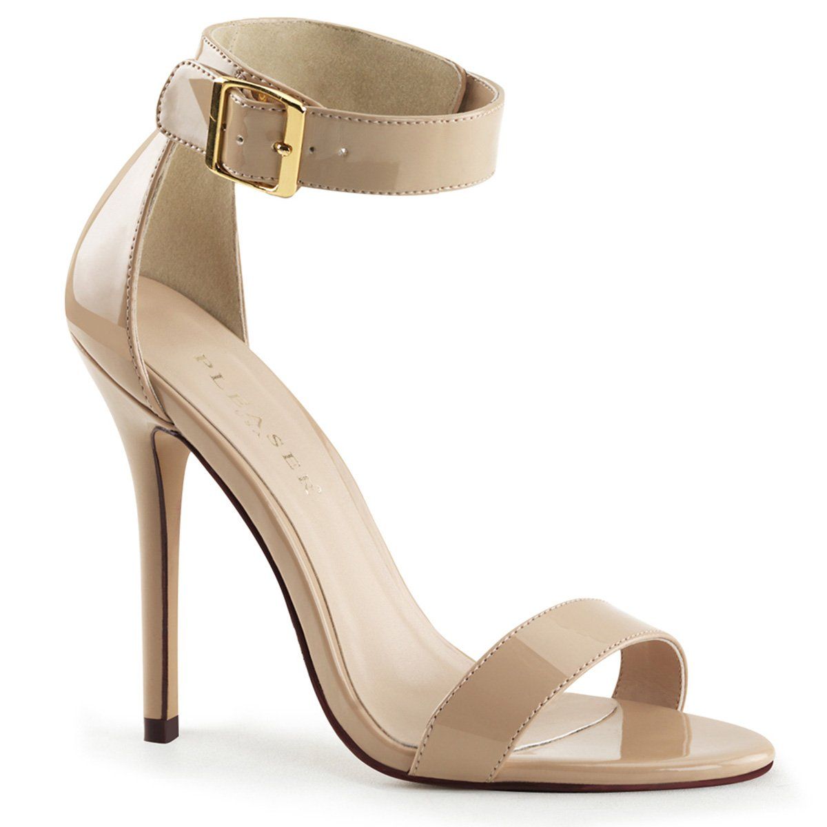 AMUSE-10 Cream Patent Sandal Pleaser