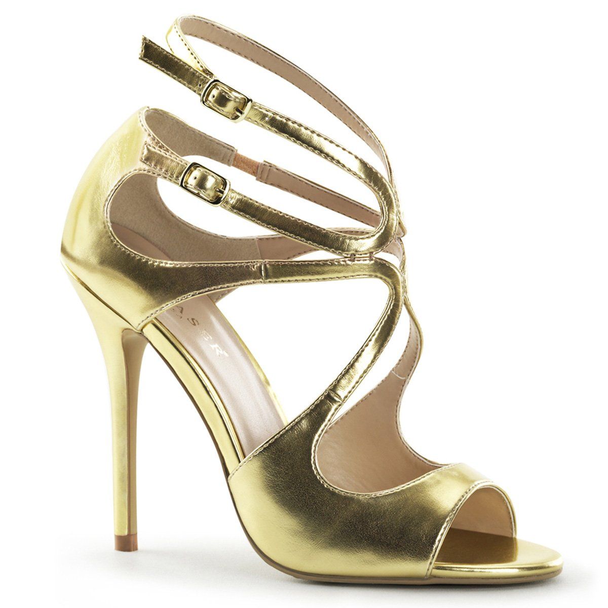AMUSE-15 Gold Metallic Pu Sandal Pleaser